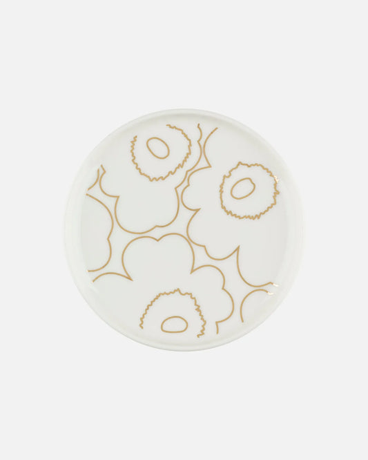 Oiva / Piirto Unikko Plate 13.5cm (White, Gold)