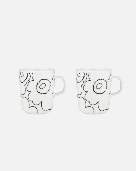 Oiva / Piirto Unikko Mug 250ml Set of 2 (White, Black)