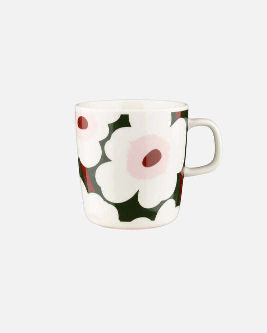 Marimekko Oiva / Unikko Mug 400ml (White, Dark Green, Light Pink)