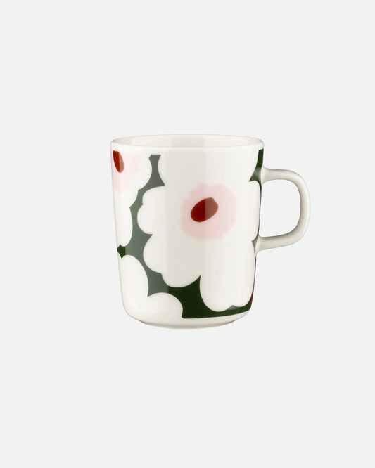 Oiva / Unikko Mug 250ml (White, Dark Green, Light Pink)