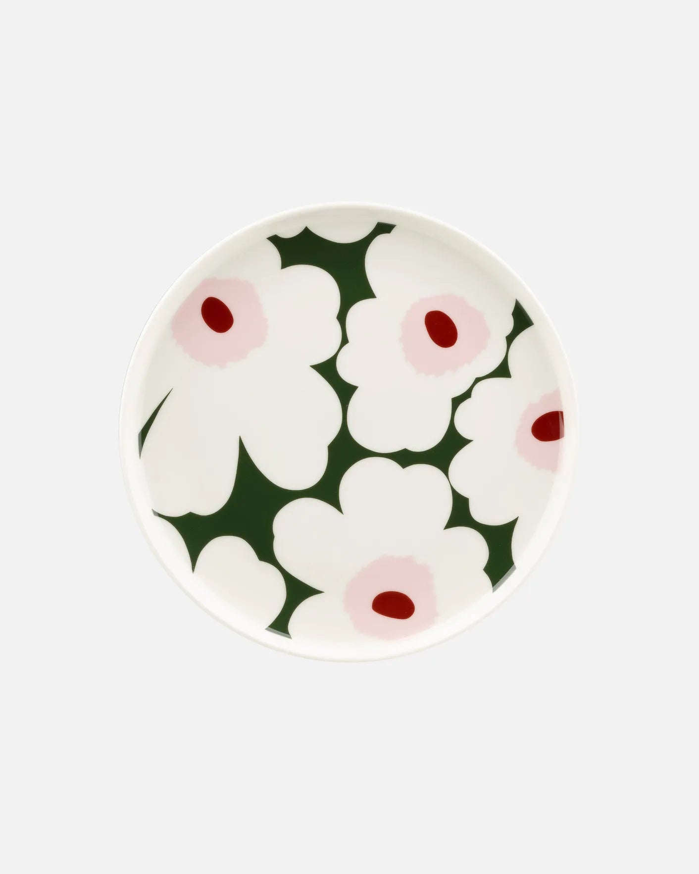 Oiva / Unikko Plate 20cm (White, Dark Green, Light Pink)