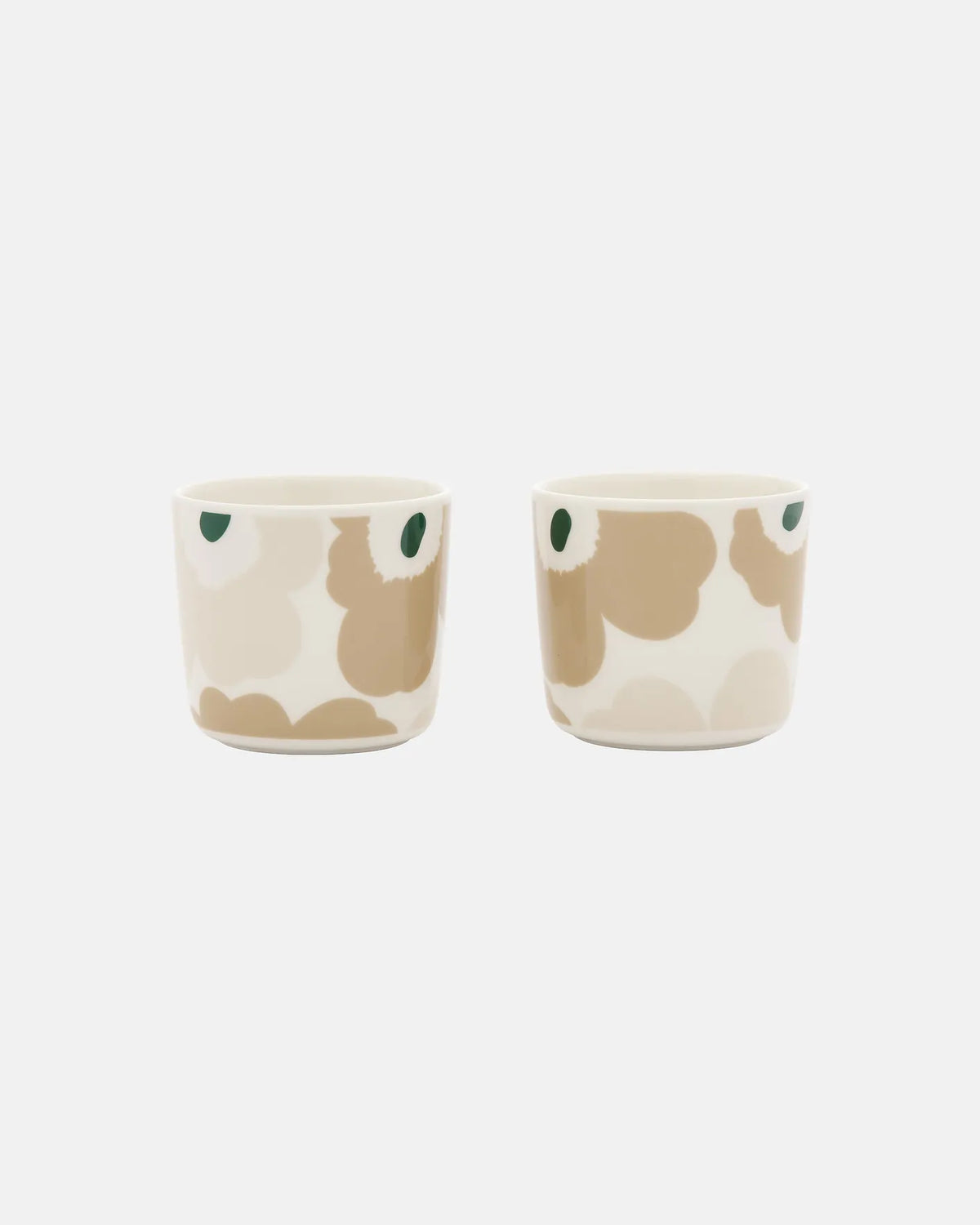 Marimekko Oiva Unikko 200ml cups without handle set of 2 in beige light sand and green