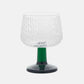Marimekko Syksy 250ml mouth blown clear glass goblet with green stem on white background