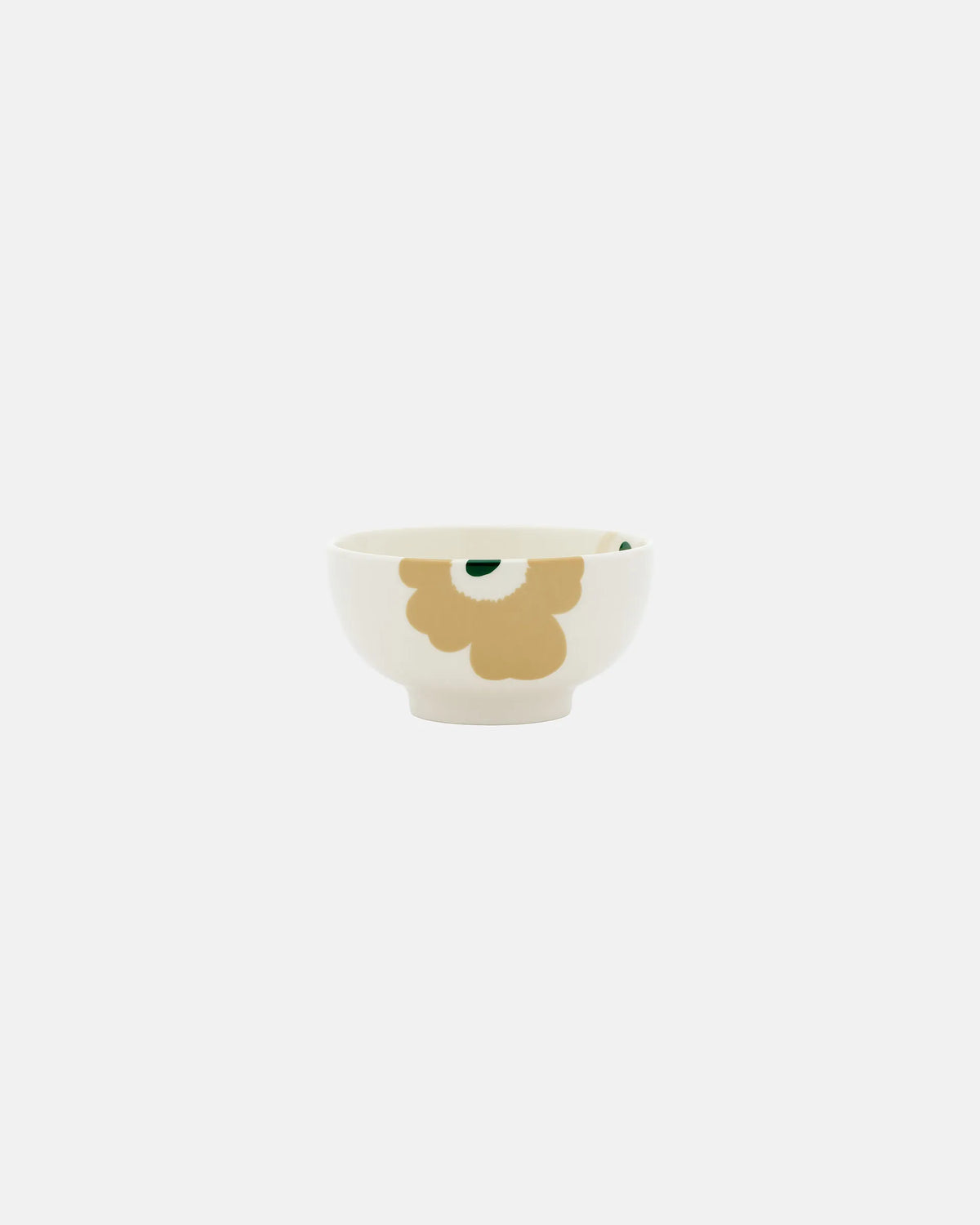 Marimekko Oiva Unikko 300ml stoneware bowl in beige light sand and dark green