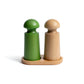David Mellor small green lacquered beechwood salt and pepper mill paired with wooden mill on white background