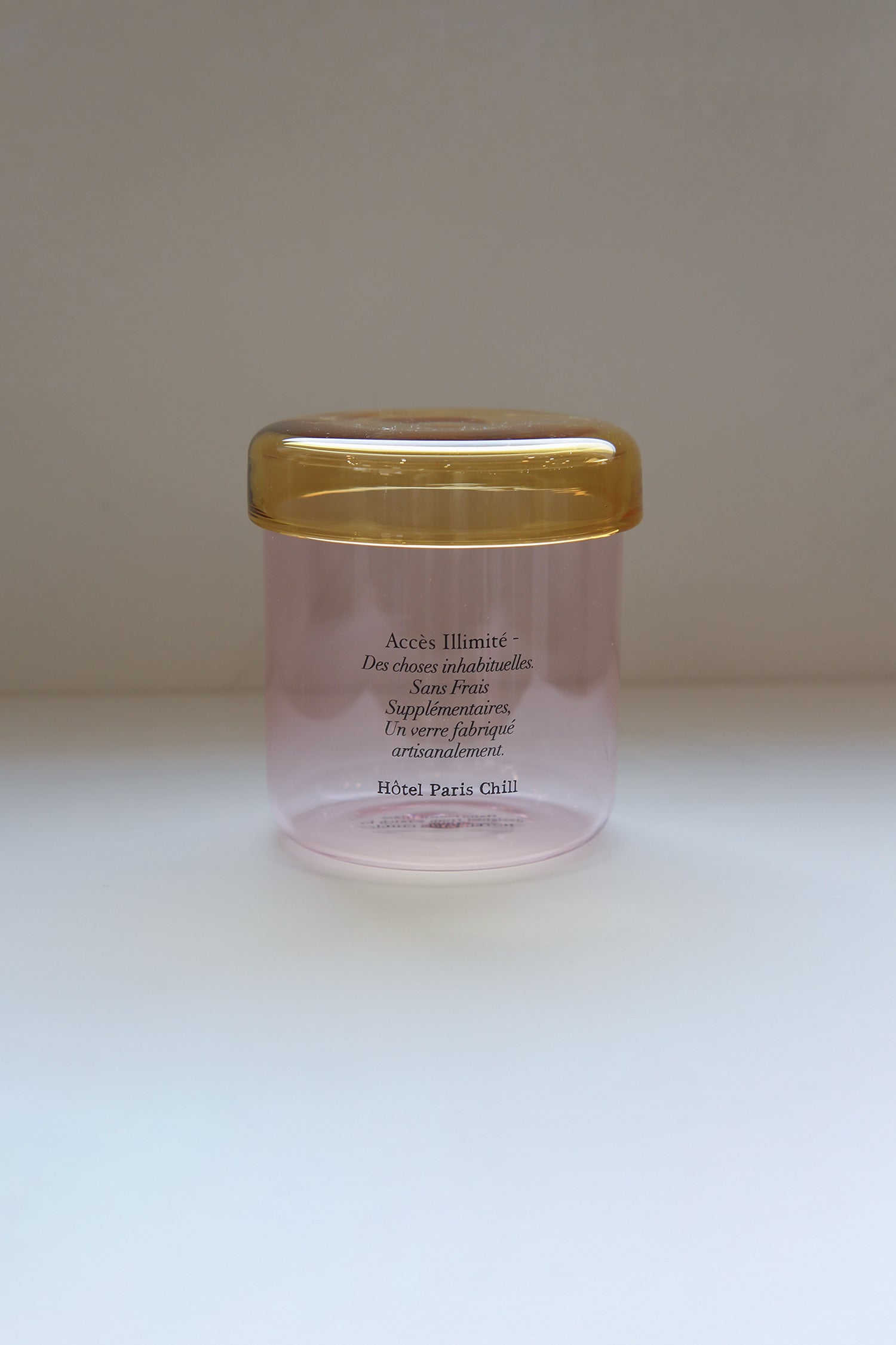 HÔTEL827 Overhaze Pink mouth blown borosilicate glass jar container with lid
