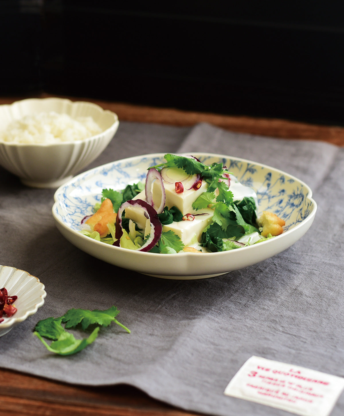 Studio M' Chamomile Deep Plate in a lunch table setting. 