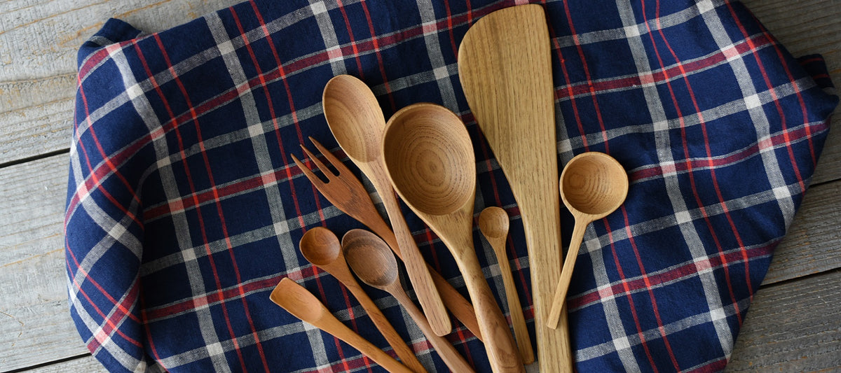 Studio M Kurinoki Japanese natural chestnut wood spoons and forks cutlery collection