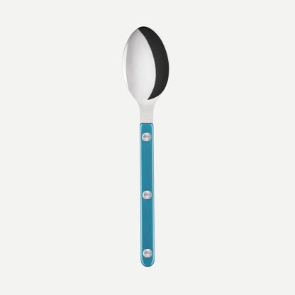Sabre Paris Bistrot Pearly Teaspoon in Turquoise with shiny finish, French made flatware.