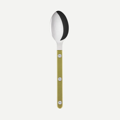 Sabre Paris Bistrot Pearly Teaspoon in Moss with shiny finish, French made flatware.