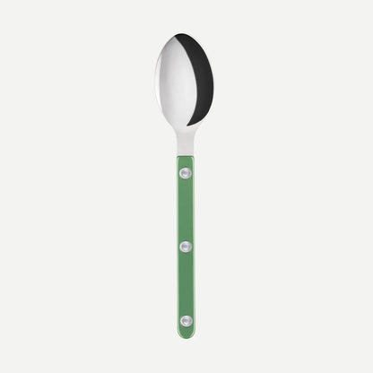 Sabre Paris Bistrot Pearly Teaspoon in Garden Green with shiny finish, French made flatware.