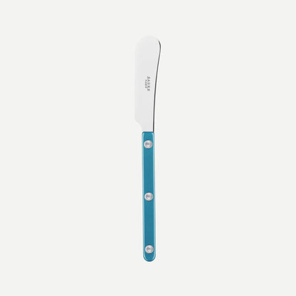 Sabre Paris Bistrot Pearly Butter Spreader in Turquoise with shiny finish, French made flatware.