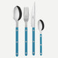 Sabre Paris Bistrot Pearly 4 piece cutlery set in Turquoise with shiny finish, French made flatware.