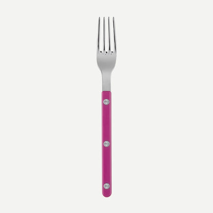 Sabre Paris Bistrot Cake Fork in Raspberry in shiny finish, French made flatware.