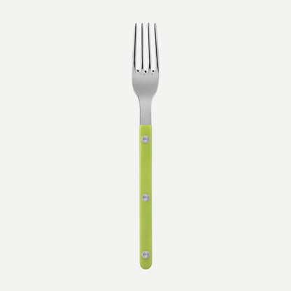 Sabre Paris Bistrot Cake Fork in Lime with shiny finish, French made flatware.