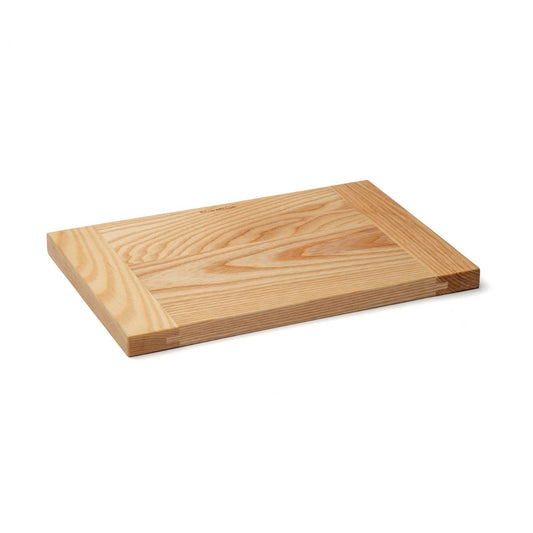 David Mellor small ash wood cutting board with cleated ends, 30cm by 20cm.