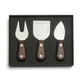 David Mellor Rosewood Cheese Knife 3-piece set with fork, spade, and knife in gift box