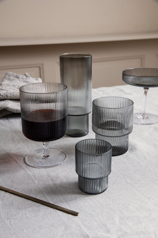 Ripple Glass Set of 4 (Smoked Grey)