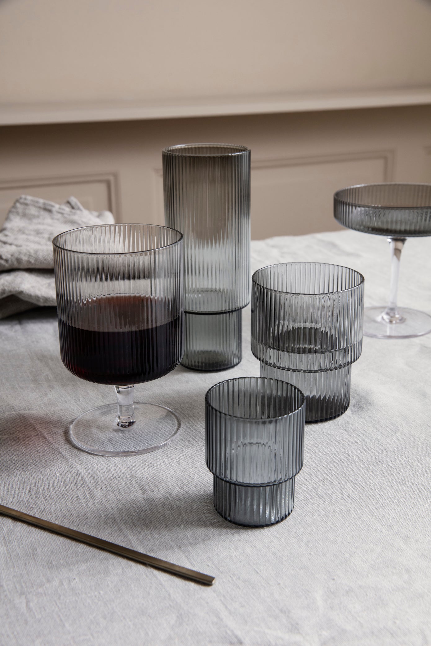 Ripple Wine Glasses Set of 2 (Smoked Grey)