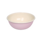 Side-angle view of the Riess 14cm porcelain enamel bowl in a soft pastel pink, showcasing its classic, industrial chic silhouette.