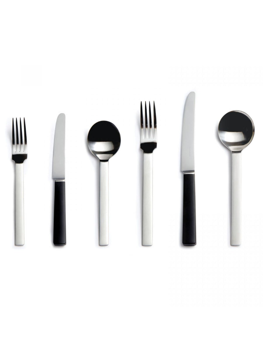 David Mellor Odeon cutlery collection with satin stainless steel and black handles