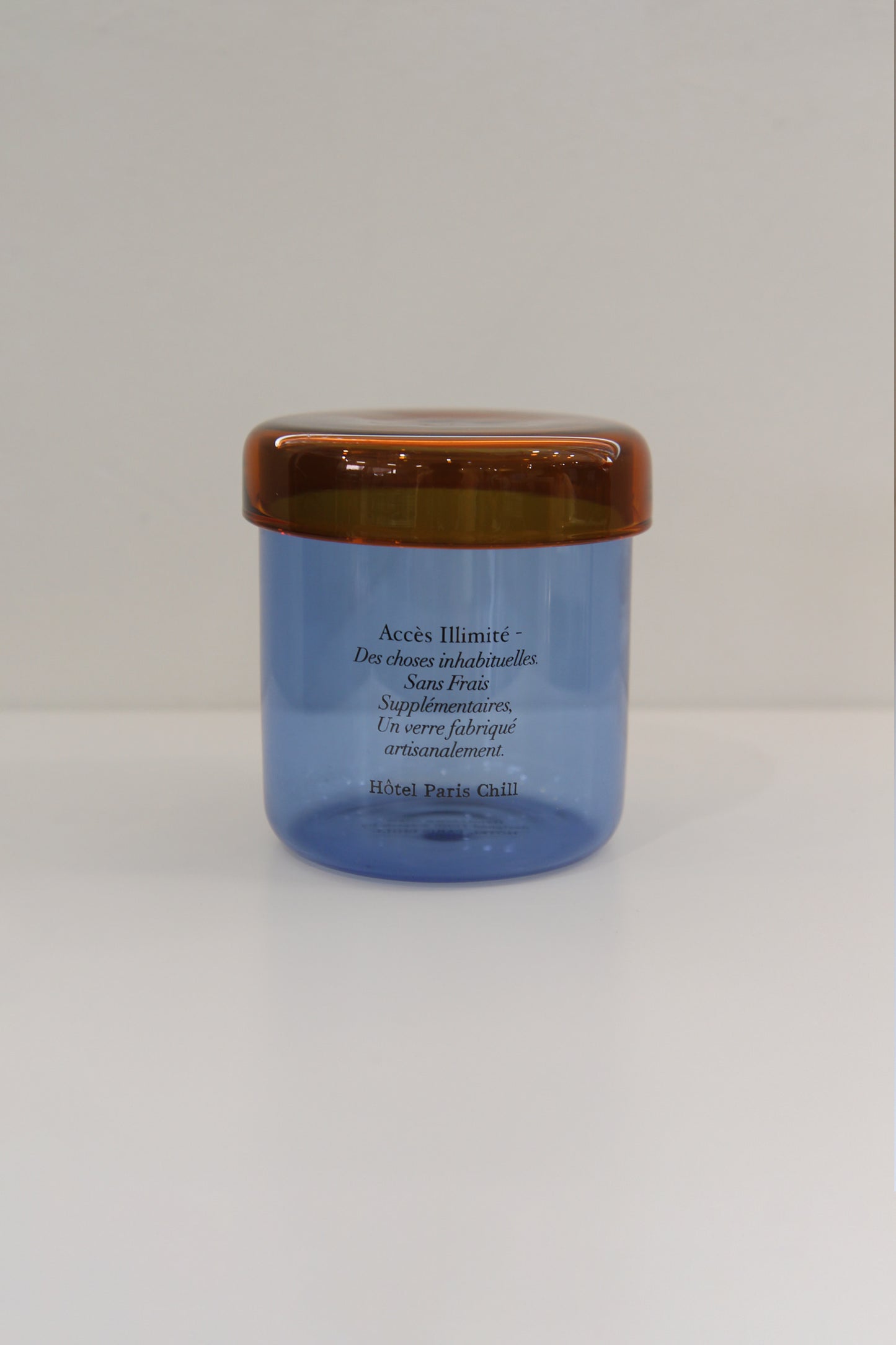 HÔTEL827 Overhaze Blue mouth blown borosilicate glass jar container with lid