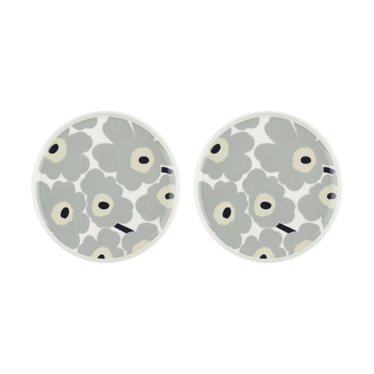Oiva / Unikko Plate 25cm Set of 2 (White, Light Grey, Sand, Dark Blue)