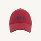 HÔTEL827 Sun Kissed Chilli red bio-washed cotton baseball cap with embroidered graphic