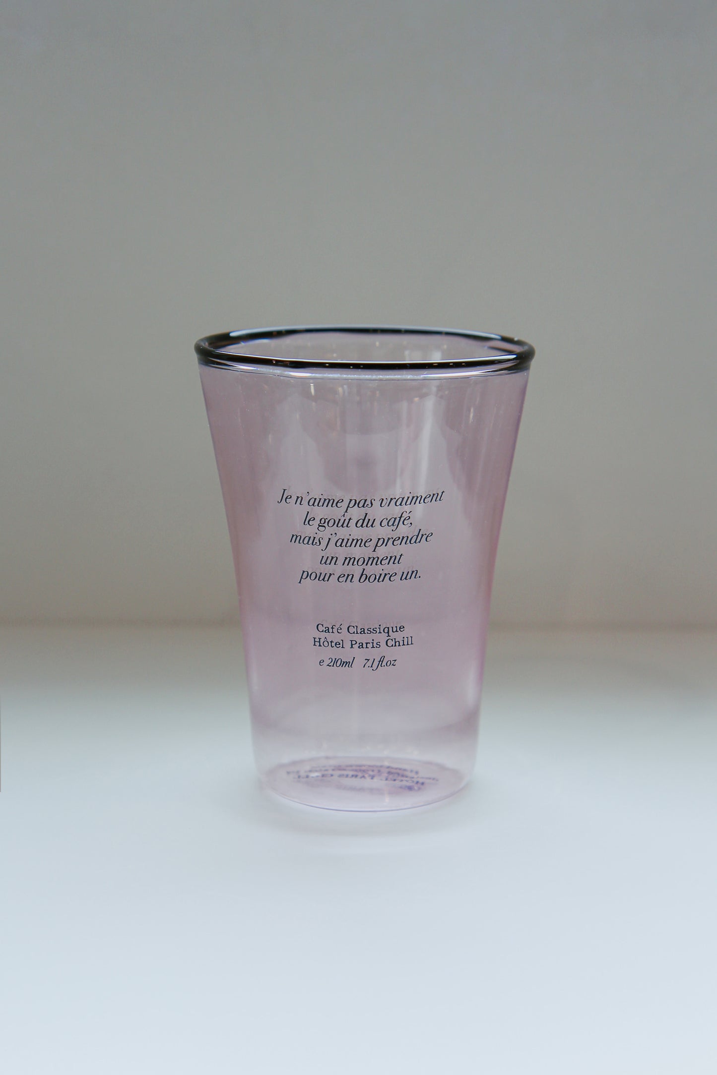 HÔTEL827 Sun Kissed Pink mouth-blown borosilicate glass cup with French typography