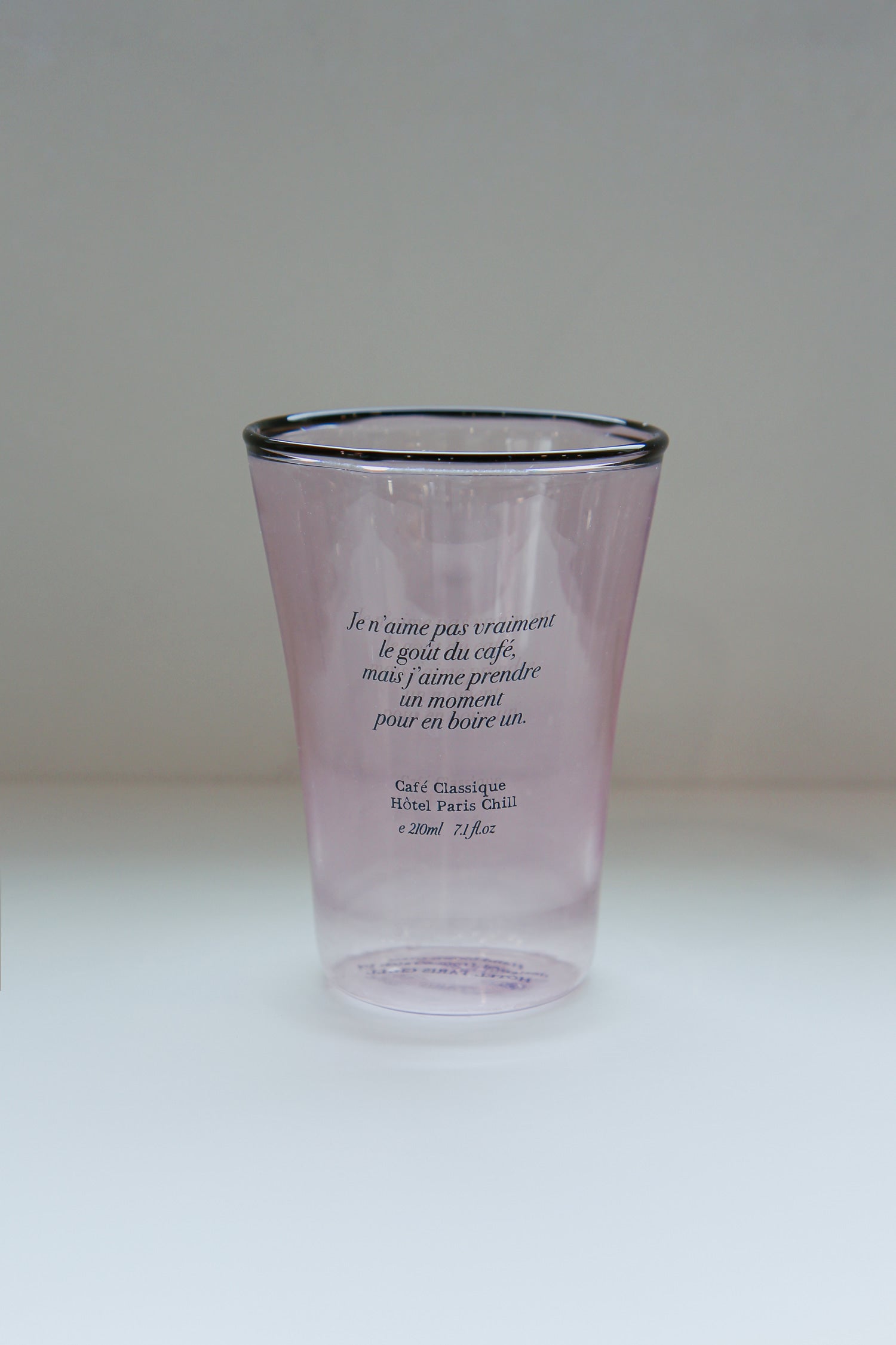 HÔTEL827 Sun Kissed Pink mouth-blown borosilicate glass cup with French typography