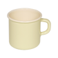 Side-angle view of the Riess 375ml porcelain enamel mug in a vibrant lemon yellow, showcasing its classic, industrial chic silhouette.