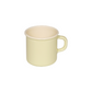 Side-angle view of the Riess 375ml porcelain enamel mug in a vibrant lemon yellow, showcasing its classic, industrial chic silhouette.