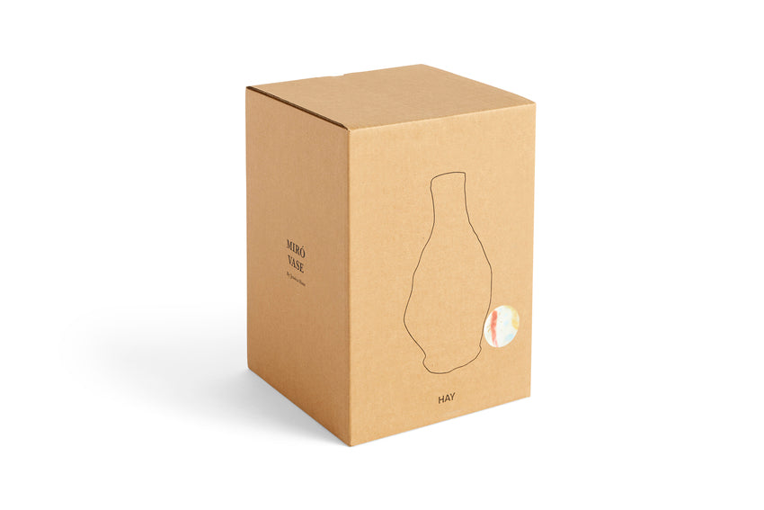 The packaging of  the HAY Jessica Hans stoneware vase in the Miro colourway.