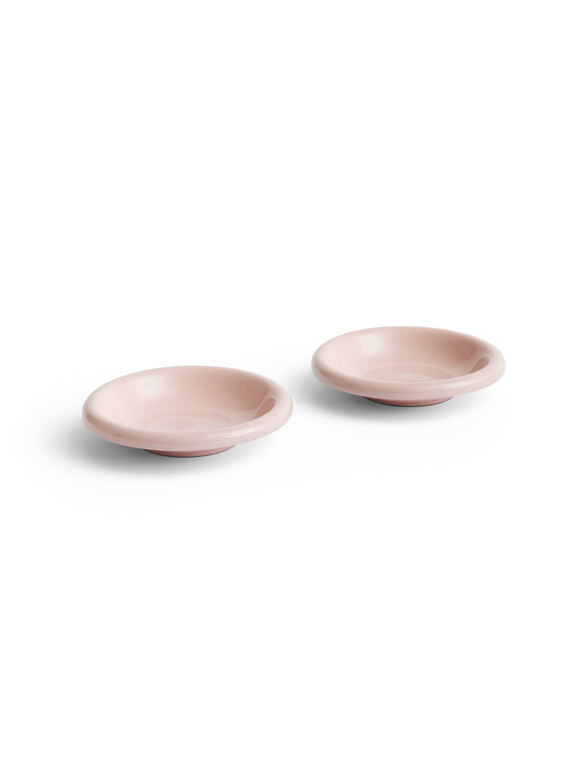 HAY Barro terracotta bowl set of 2 in high gloss pink on white background