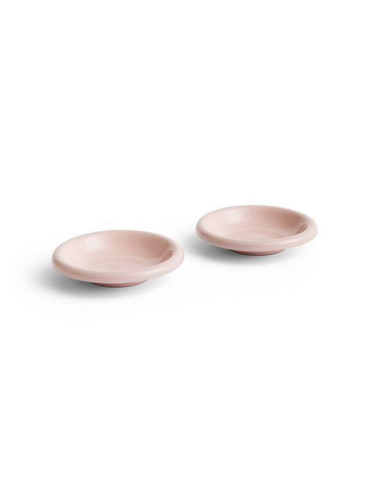 HAY Barro terracotta bowl set of 2 in high gloss pink on white background