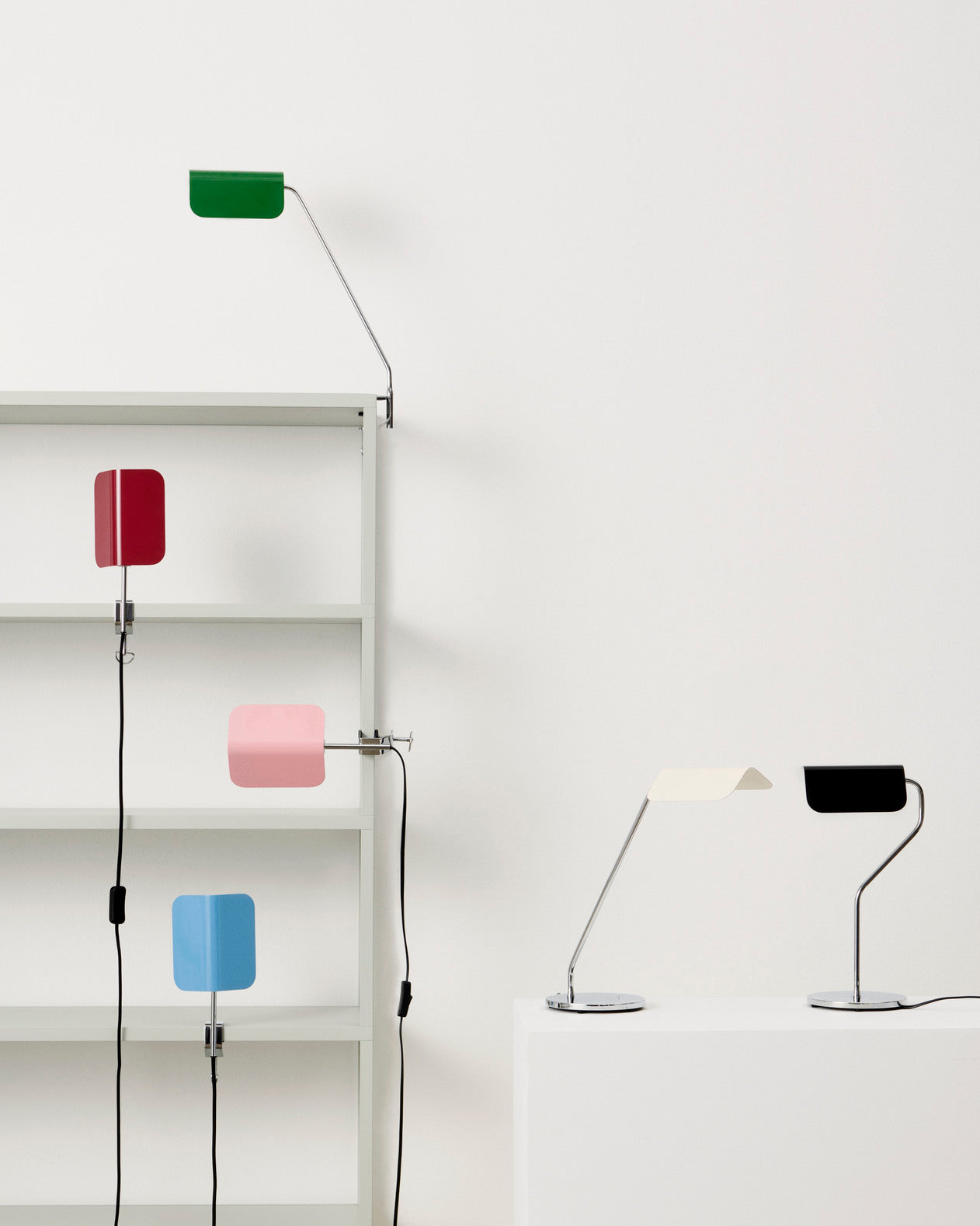 The collection of Hay Apex lamps, in different colours and variants. 