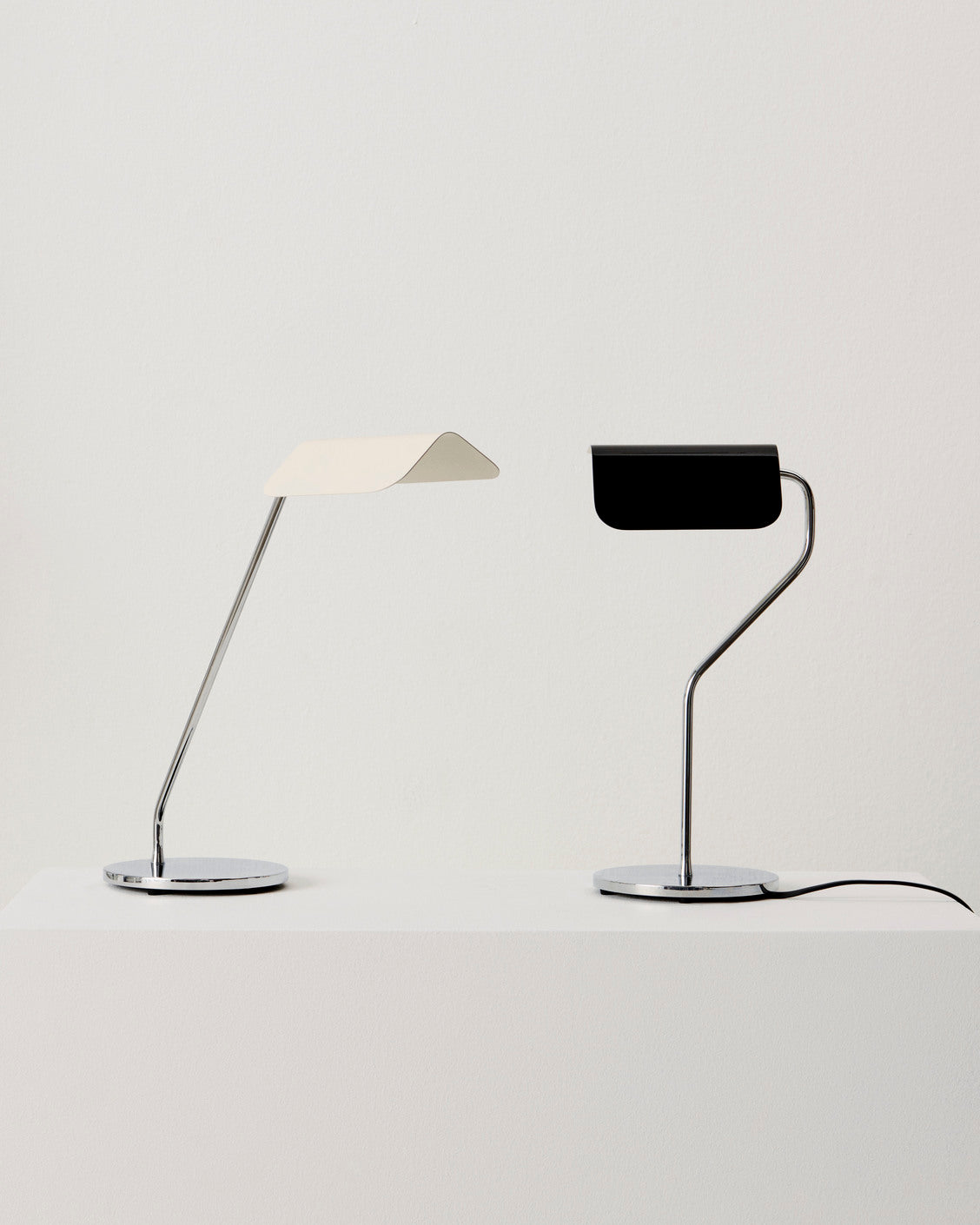 Hay Apex Desk Lamp oyster white with Apex table lamp iron black. 