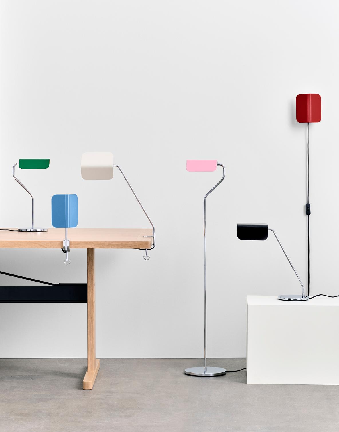 A lifestyle shot of the collection of Hay Apex lamps in different colours and variants. 