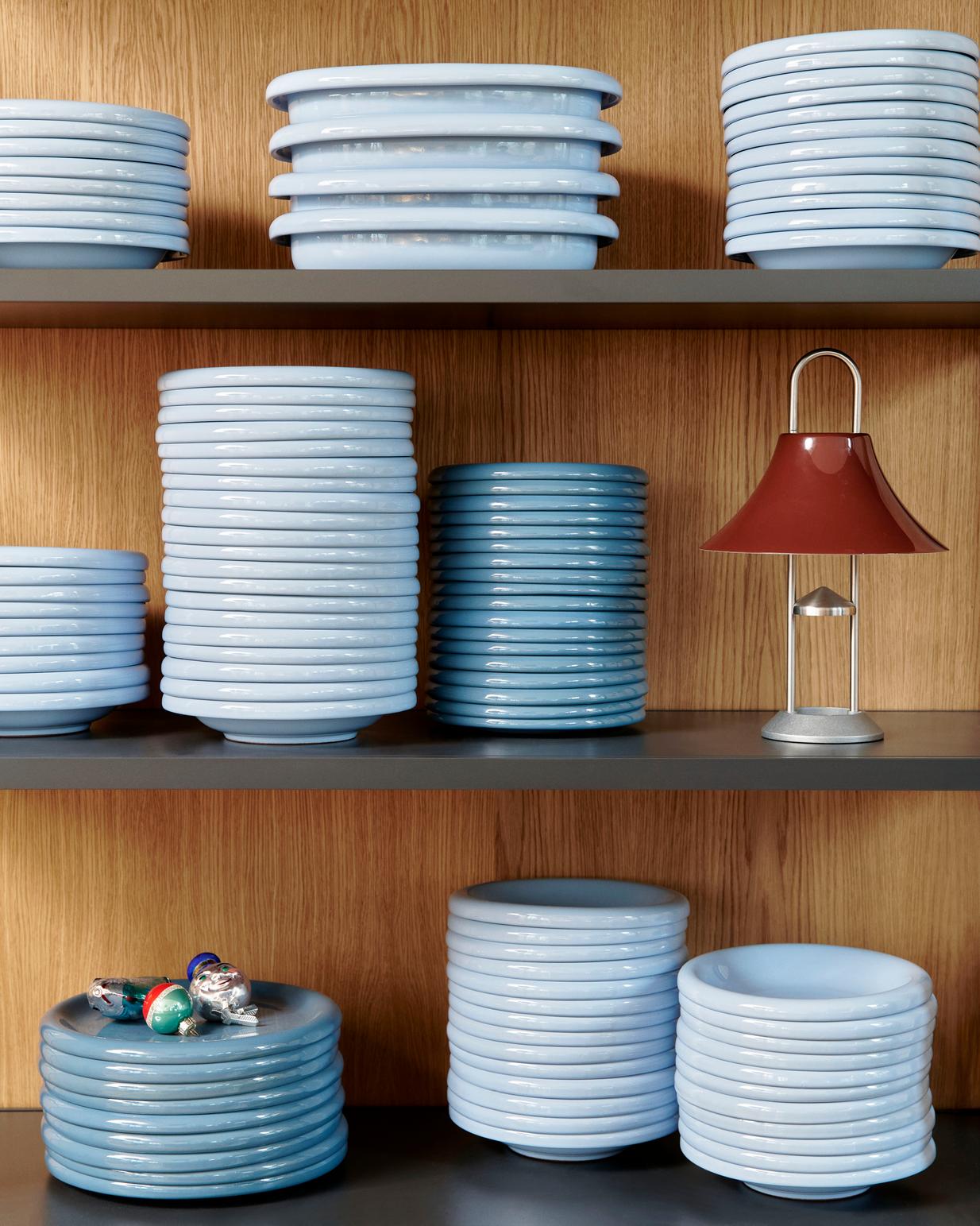 Stacked Hay Barro tableware collection in Dark Blue. 