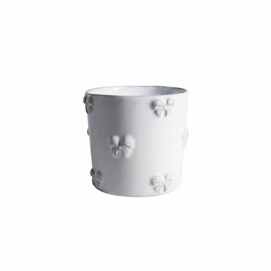Medium Carron Paris Nœud-Nœud tumbler in white enameled terracotta.