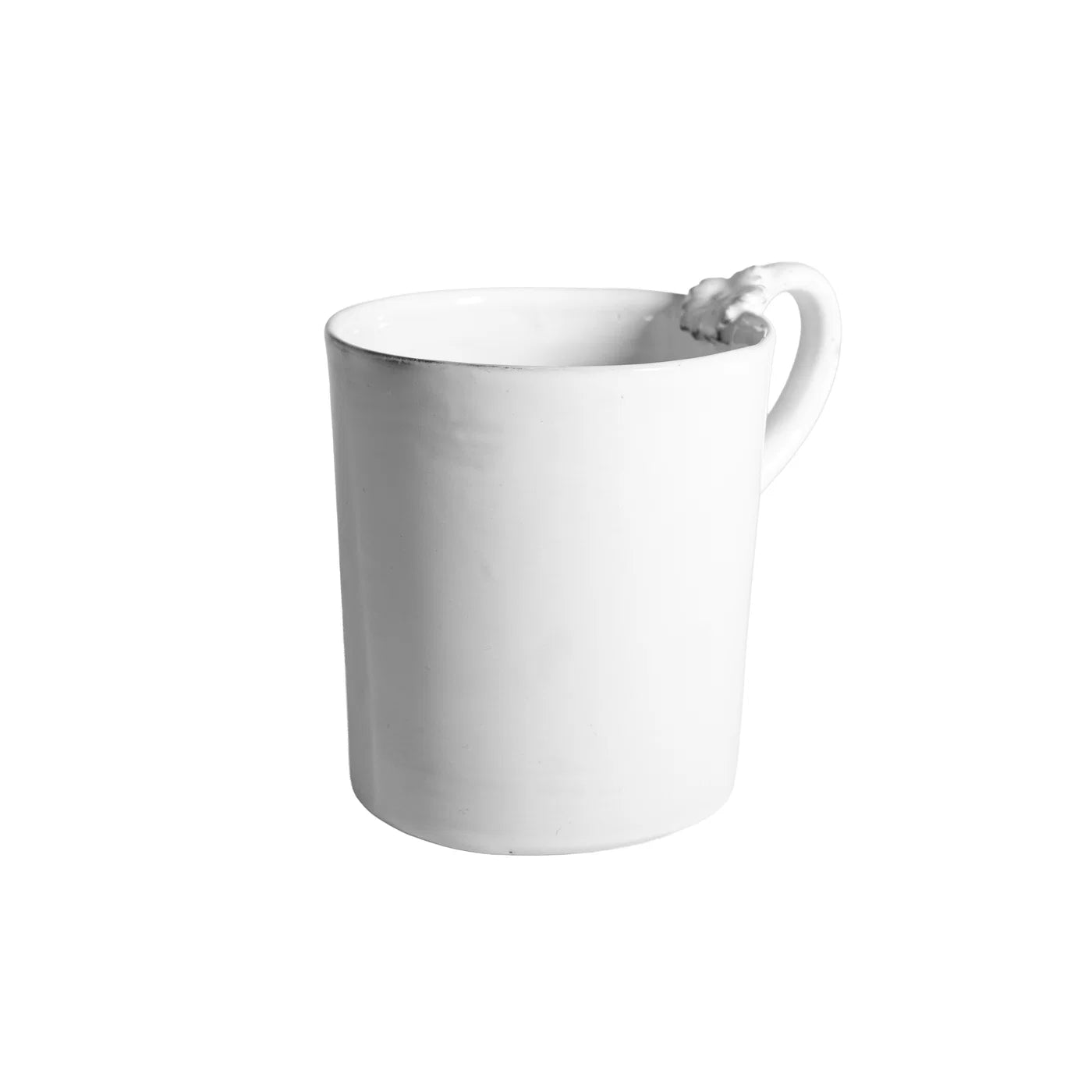 Carron Paris ceramic mug with a unique sculpted flower on the handle for coffee and tea in Large size.