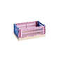 Side-angle view of the small HAY Colour Crate Mix in a beautifully muted dusty rose, showcasing its stackable, ventilated industrial design made from recycled plastic.