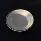 Sunlit Tuxton Blue Line deep rim soup plate in eggshell white with hand-painted blue band.