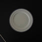 Tuxton round plate with three blue lines hand painted on the rim. 