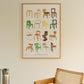 A lifestyle photo of Art print A Collection of Chairs by Isabelle Vandeplassche, exclusively for The Poster Club, in a light wooden frame.