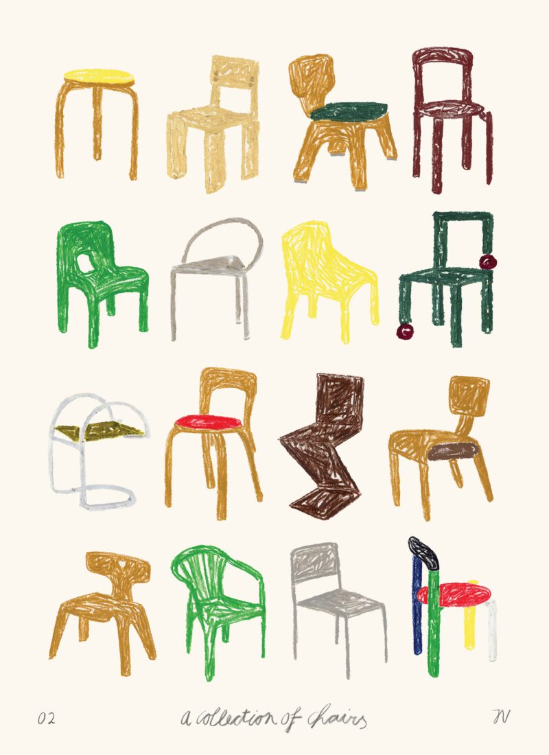 Art print A Collection of Chairs by Isabelle Vandeplassche, exclusively for The Poster Club.
