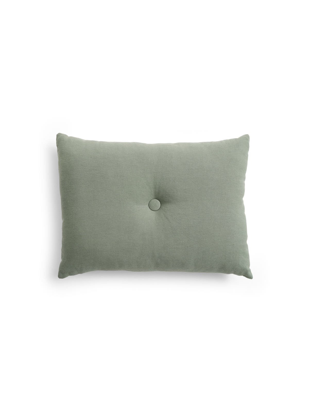 HAY Dot Cushion in deep pine green with covered center button on white background