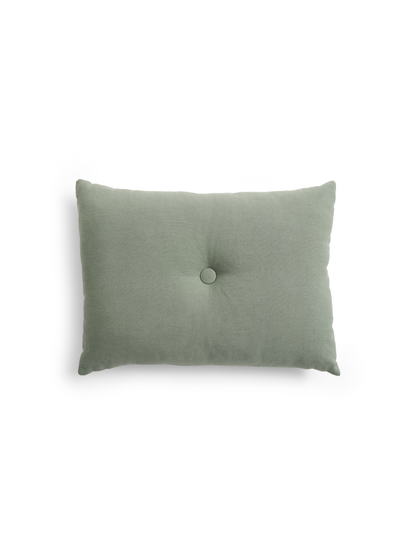 HAY Dot Cushion in deep pine green with covered center button on white background