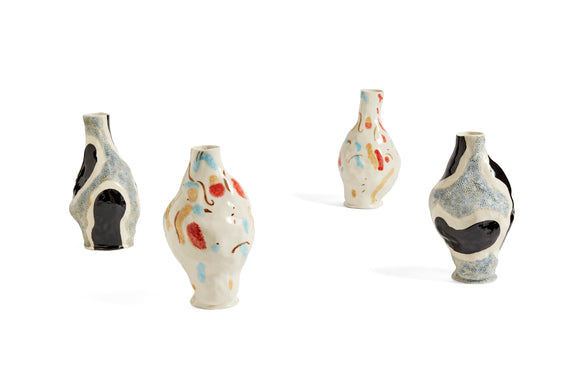 A pack shot of  the HAY Jessica Hans stoneware vase in two colourways.