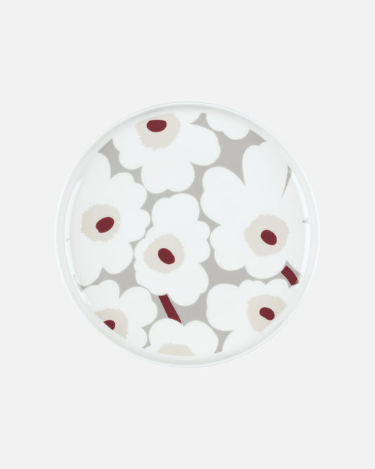 Oiva Unikko Plate 25cm (Grey, Red, White, Yellow)